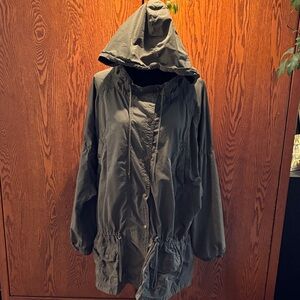 American Eagle By Payless Dark Green Hooded Utility Jacket